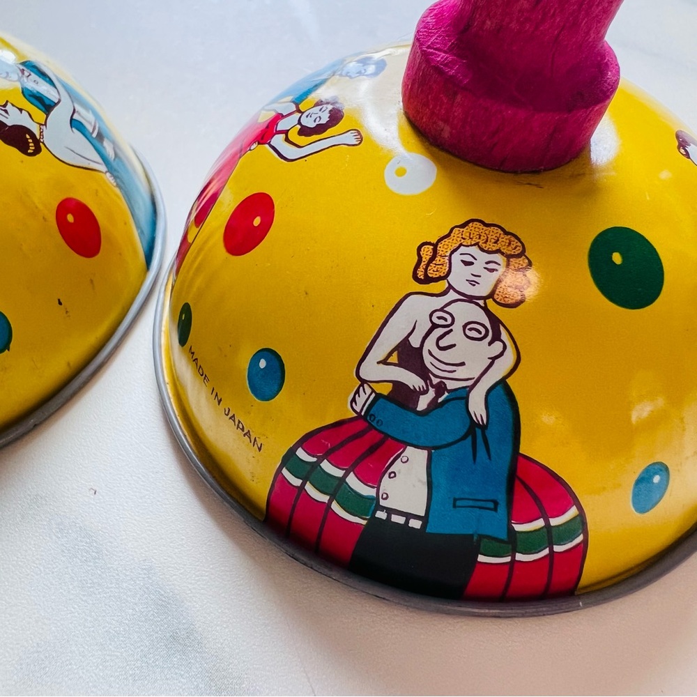Delightful 1940s/1950s Tin Lithographed Noisemakers Party Favors Bells